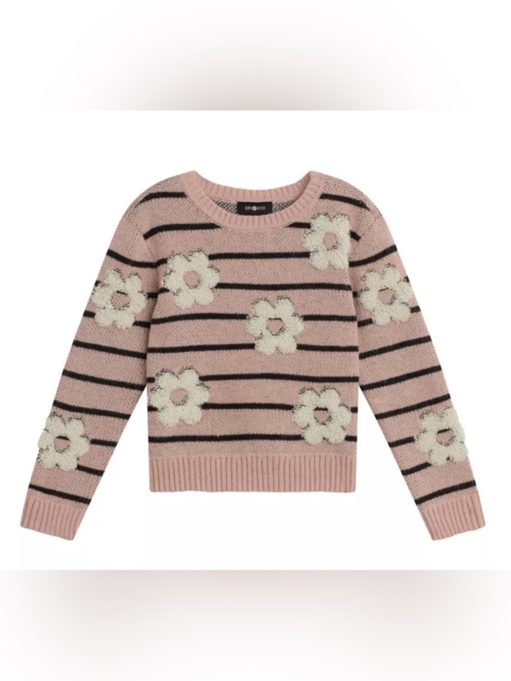 Amy Byer Pink Floral Stripe Knit Sweater
Size kids XL (16)